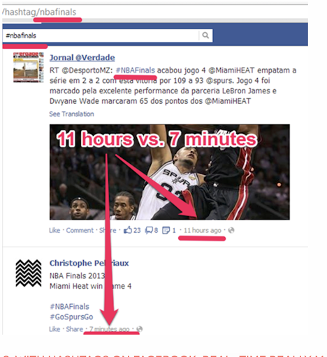 An example of Facebook Hashtags used for nbafinals