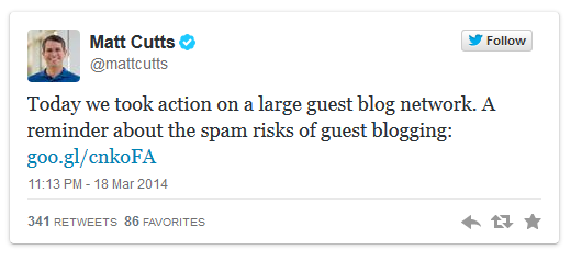 Matt Cutts Tweet MyBlogGuest
