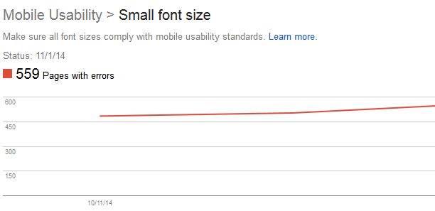 Small Font - Google Webmaster Tools Mobile Usability Reports