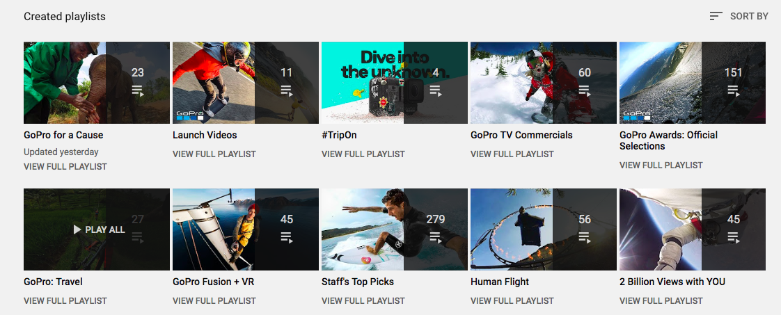 GoPro's YouTube channel is a great example of video marketing done right