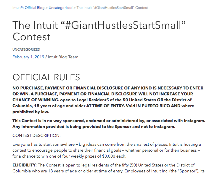 Intuit strategically uses contests in its content marketing strategy