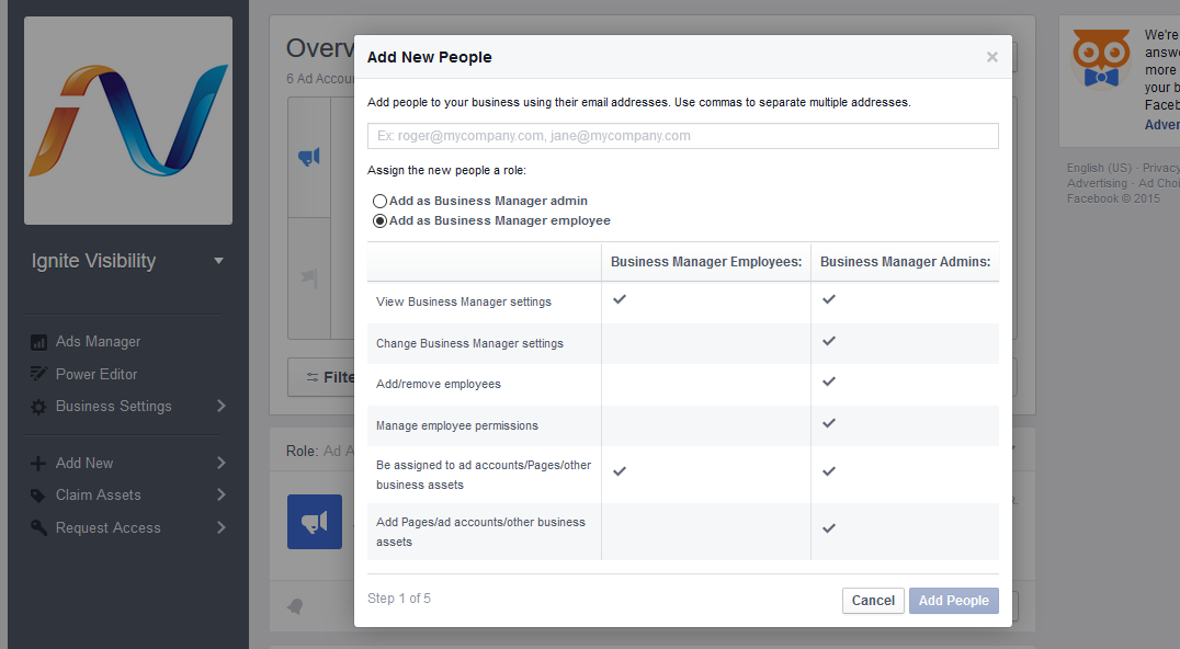 Facebook Business Manager - Adding People