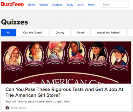 BuzzFeed quizzes are a great form of interactive marketing