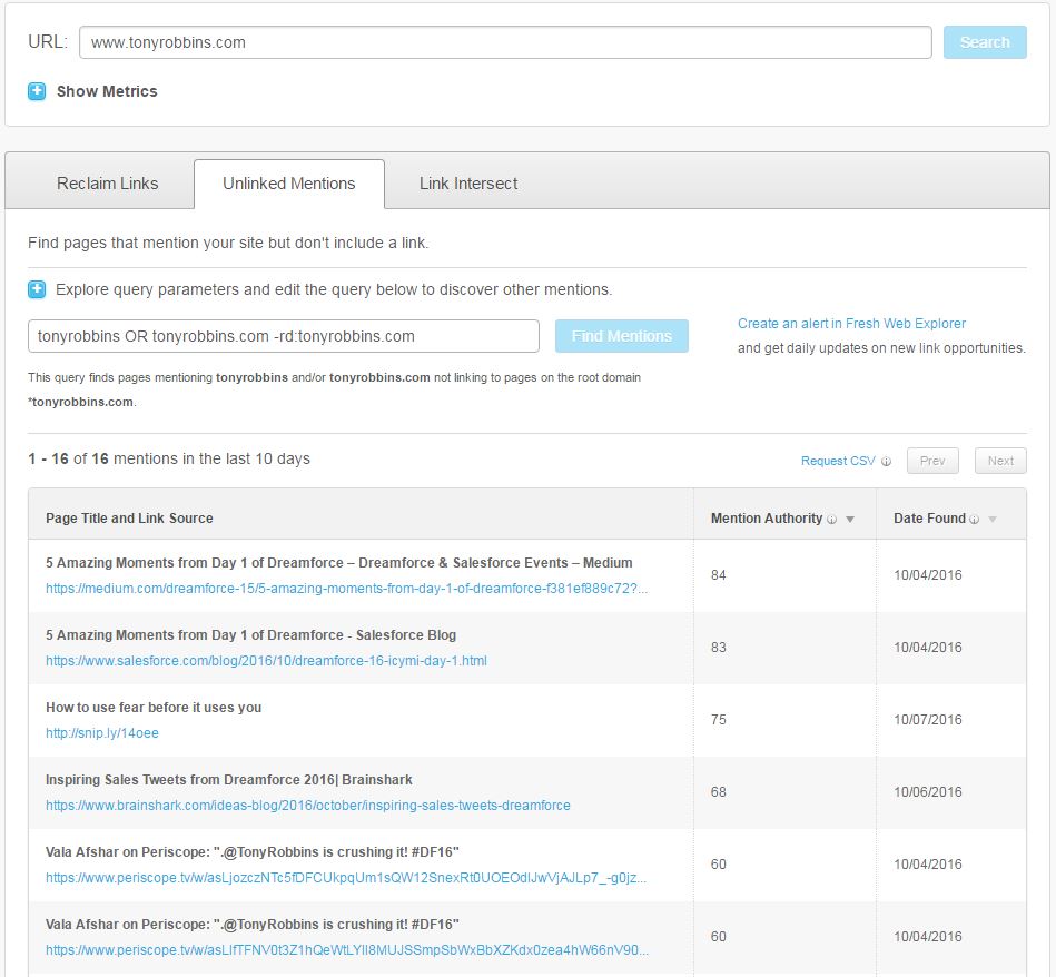 Find Brand Mentions Using the Moz OSE tool