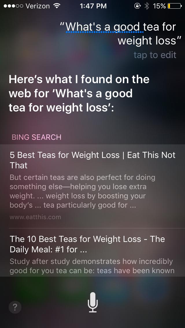 Siri searches will pull answers and results from Bing Answers
