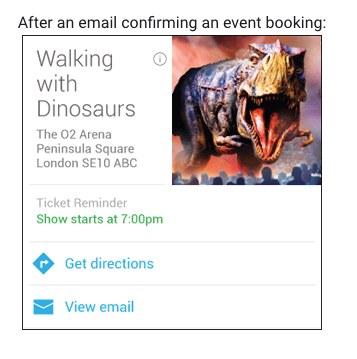 After an email confirming an event booking, example
