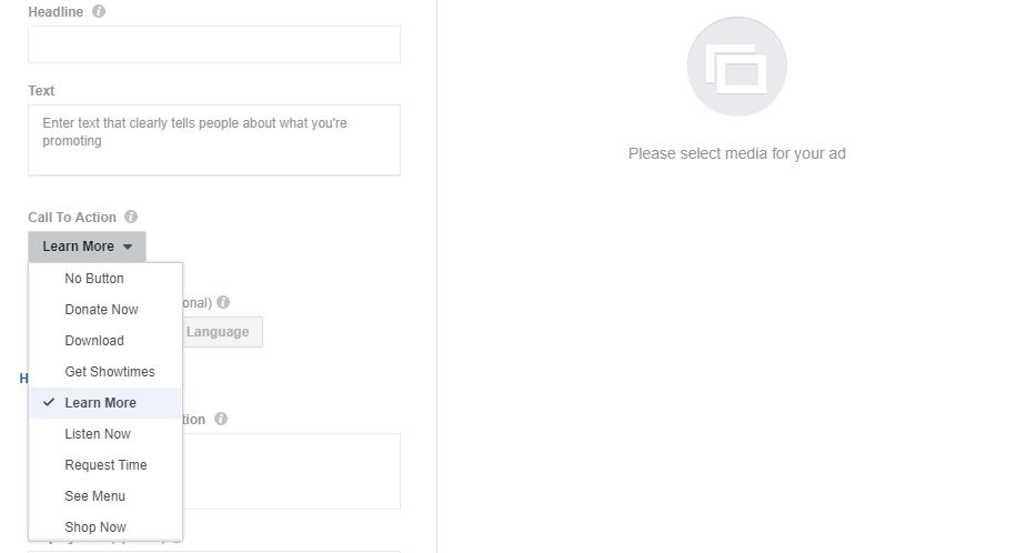 Facebook CPM: You can add a call-to-action to your ad when setting your ad creative