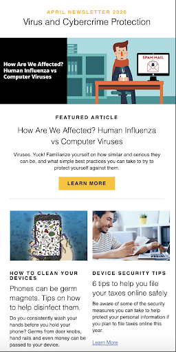 Norton email newsletter and landing page content example