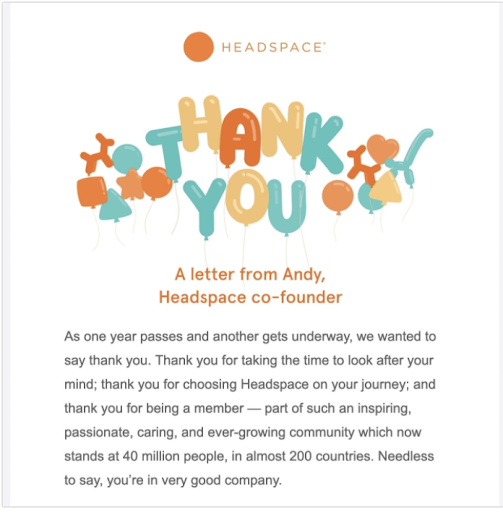 HeHeadspace "thank you" email marketing landing pageadspace "thank you" email marketing landing page