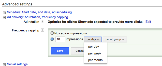 AdWords Remarketing: Use Frequency Capping