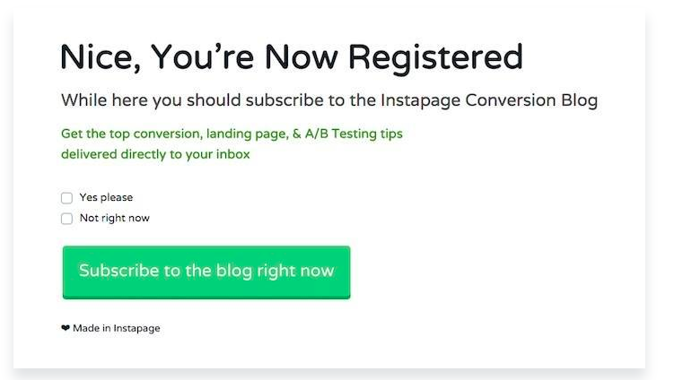 Opt-In Email from Instapage