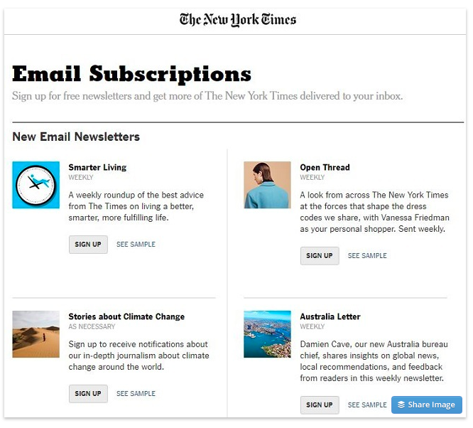 The New York Times personalized email marketing