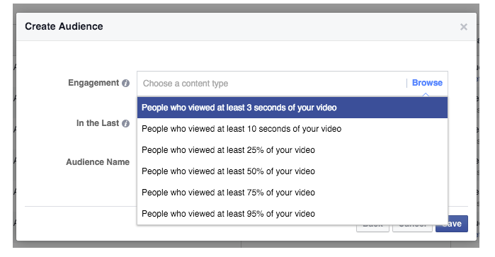 Set up a video views audience for your Facebook campaign