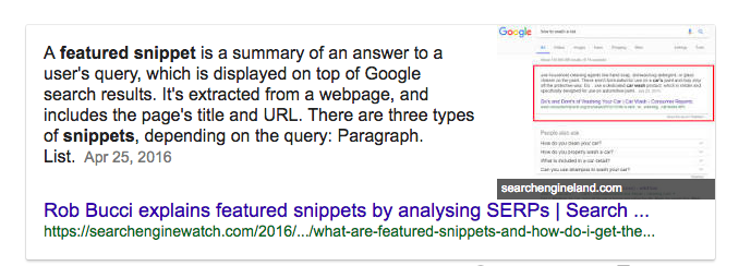 Focus on featured snippets to target an informational search query