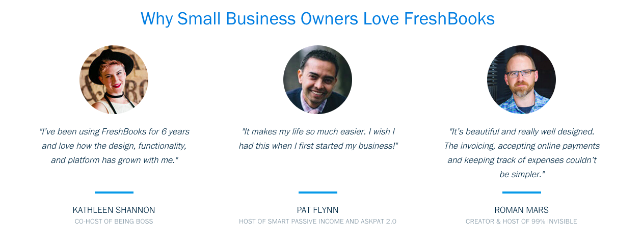 Increase conversions by using social proof, like FreshBooks does here