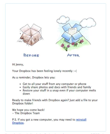 Dropbox's email blast is aimed at inactive users