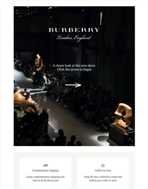 Interactive email blast from Burberry