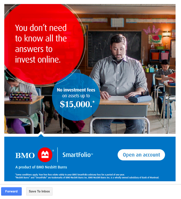 Bank of Montreal Gmail ad