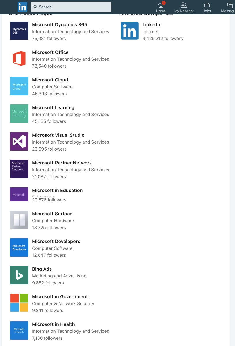 Microsoft's LinkedIn Showcase Pages