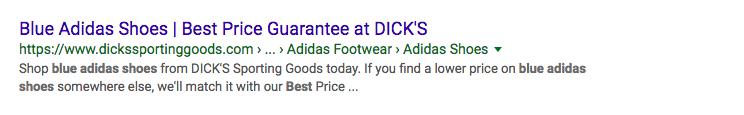 Dick's Sporting Goods uses dynamic SEO to update different brands in the search results