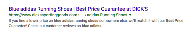 More dynamic SEO from Dick's Sporting Goods