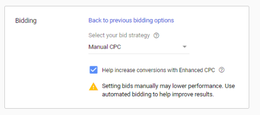 Google Ads bid strategies: manual CPC