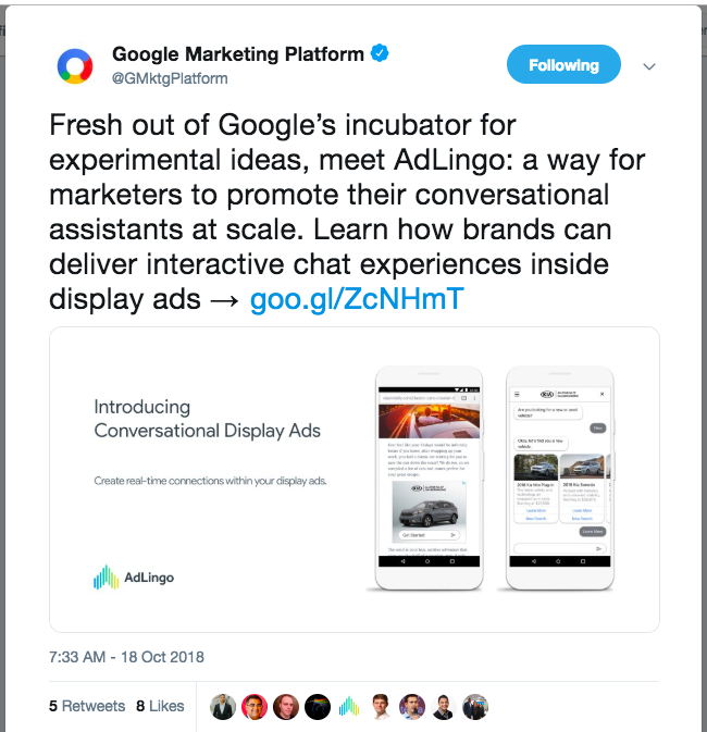 Google AdLingo announcement on Twitter