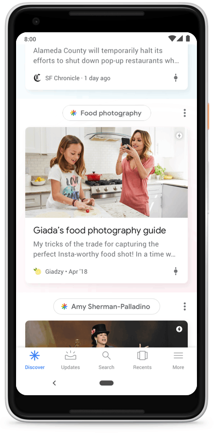 Google Discover comes with clickable topic headers