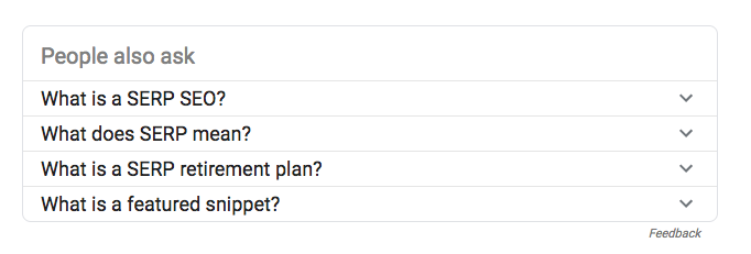 SERP features: people also ask