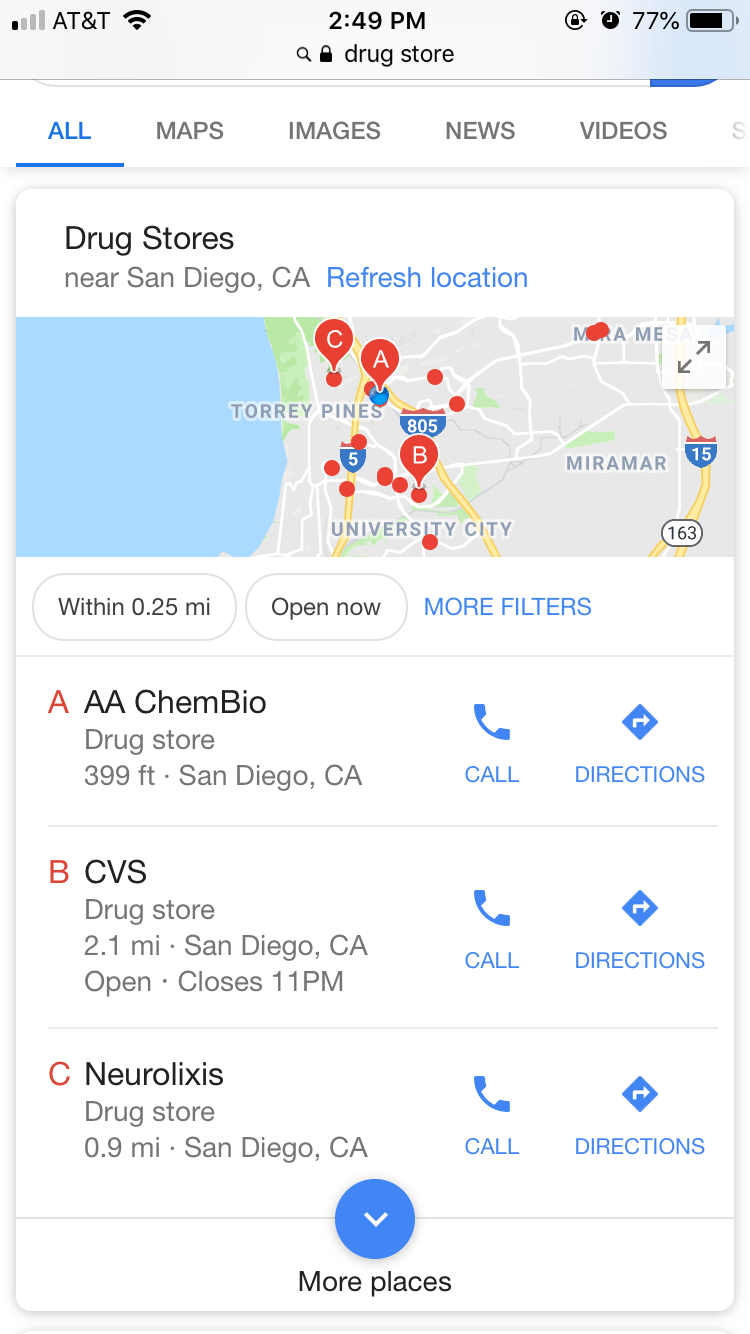 Google Maps Marketing: results are usually based on proximity
