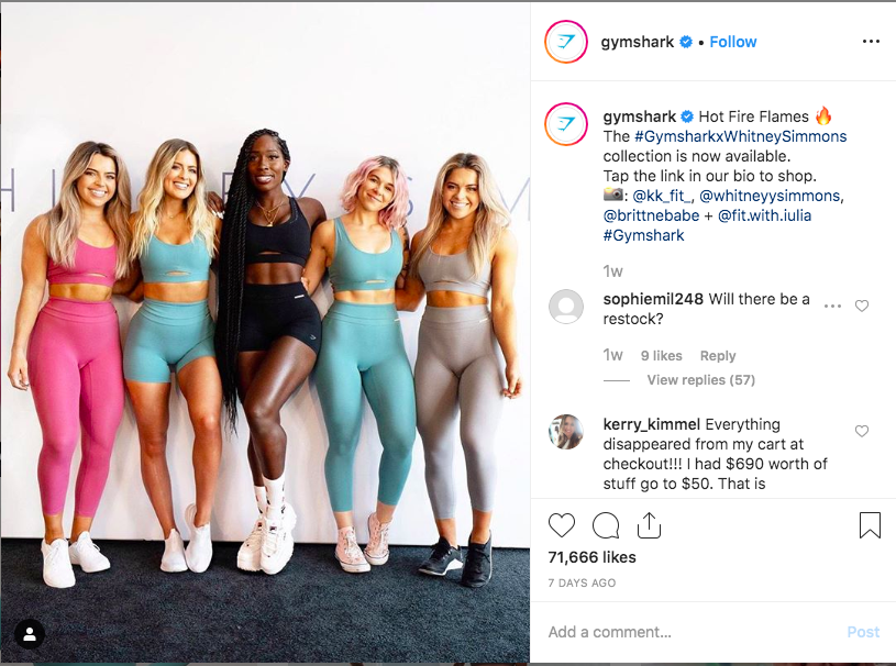 Gymshark users influencers as part of its fitness marketing strategy