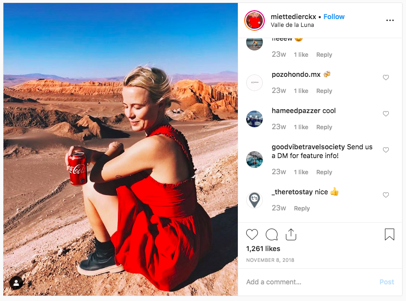 Influencer marketing is a social media trend that will be sticking around. Just ask Coke, partnered here with micro influencer Miette Dierckx.