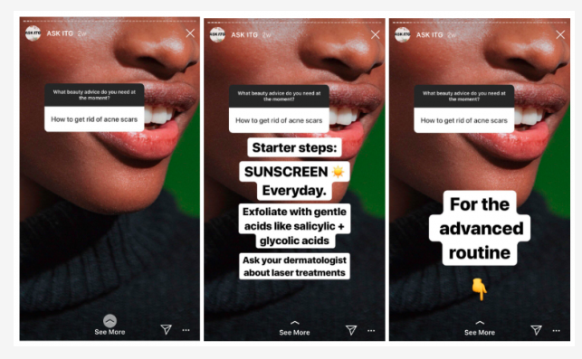 Stories are a social media trend that certainly aren't going anywhere. Glossier uses them to successfully engage with its followers.