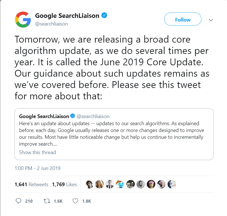 Google announces its June 2019 Broad Core Update