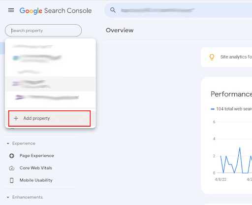 Google Search Console "Add a Property"