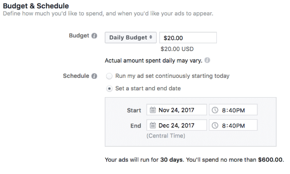 How to advertise on Instagram: set you budget and schedule