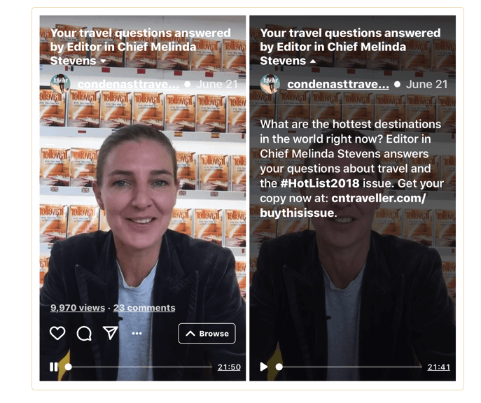 Instagram video ideas: Host Q&A's like Conde Nast