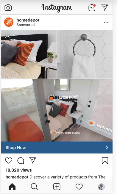 How to use Instagram videos: run video ads, like Home Depot does in the example above