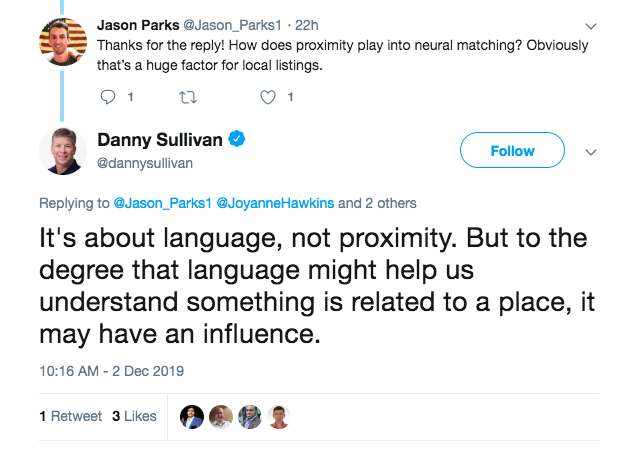 November 2019 is more concerned with language, not proximity