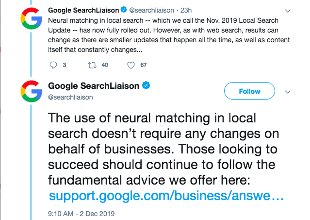 Google on how to improve post November 2019 update