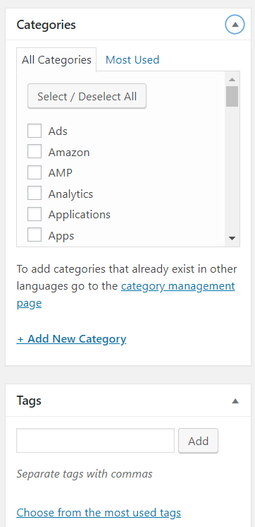 Use either categories or tags, not both