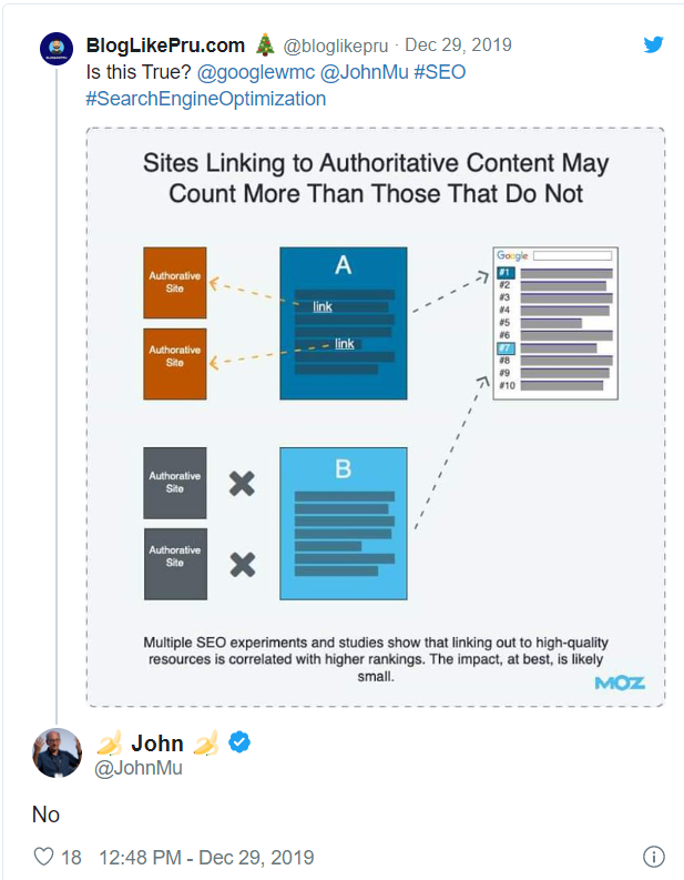 John Mueller responds to question about linking to high quality pages