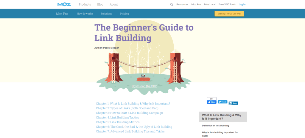 Moz's guide to linkbuilding, as part of SEO content strategy