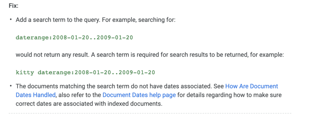 daterange: Google search operator example