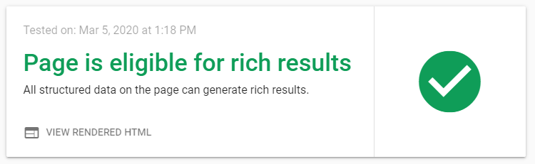 After submitting a URL, this is the notice you will see if your page is eligible for rich results