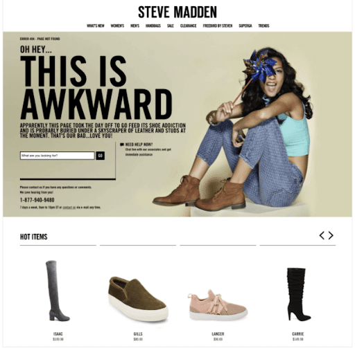 Example of an ecommerce website redirect