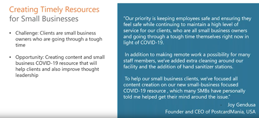Example of how businesses improve thought leadership during COVID-19