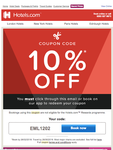 Hotels.com ecommerce email marketing