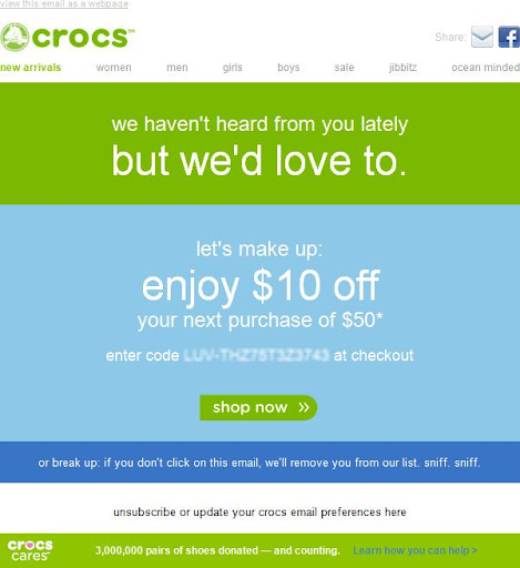 crocs ecommerce email marketing template
