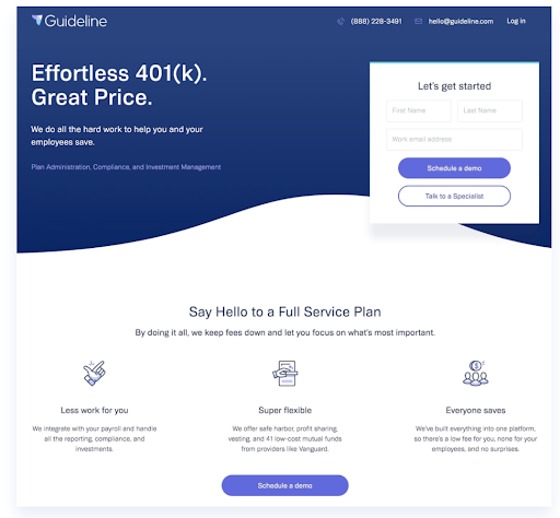 guideline landing page